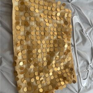 Peppermayo Gold Sequin Mini Skirt